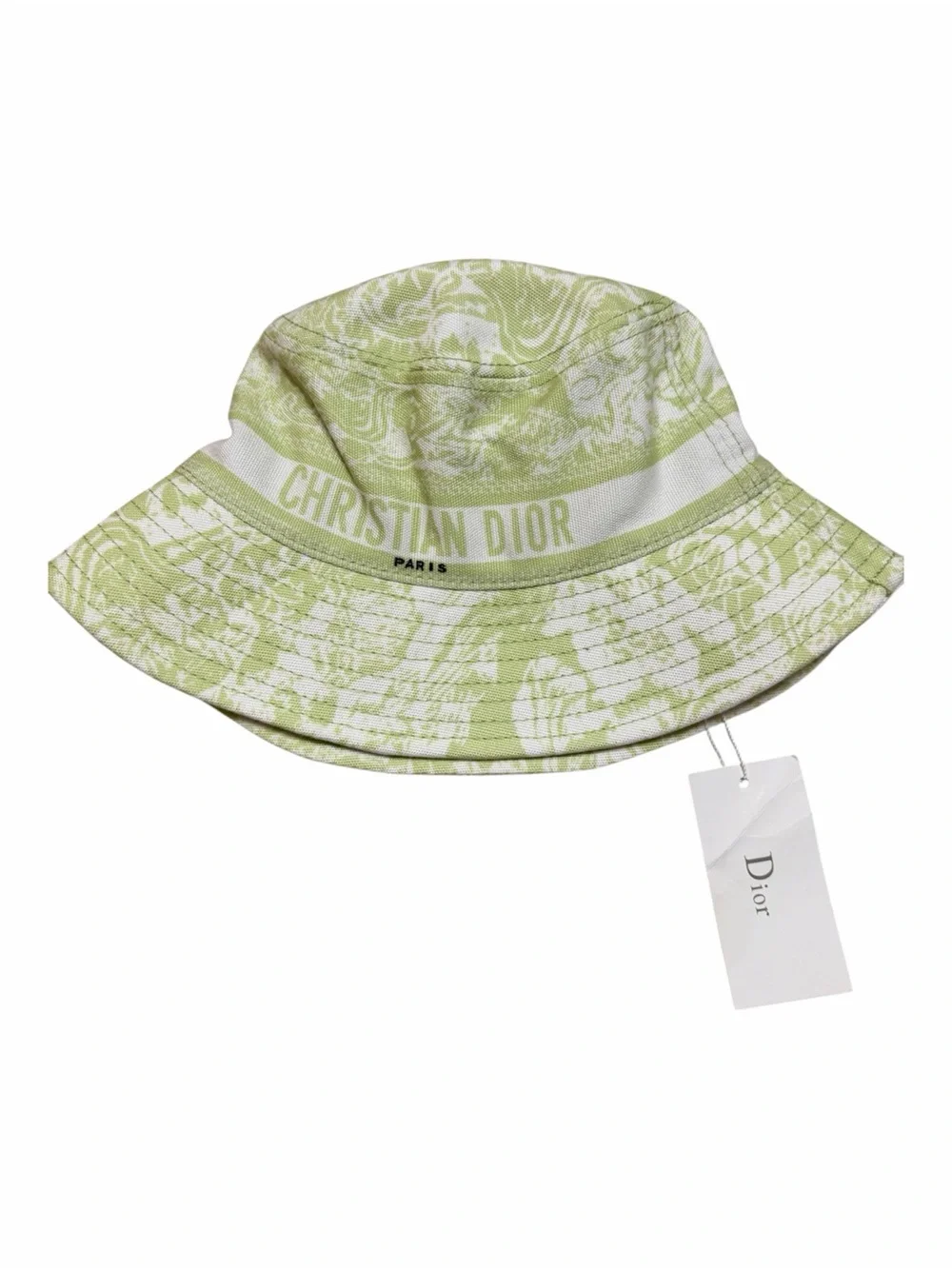 Christian Dior Toile de Jouy Green White Cotton Bucket Hat